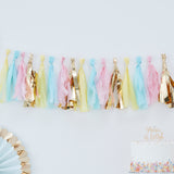 Blush Pink, Baby Blue & Gold Tassel Decoration - 2m