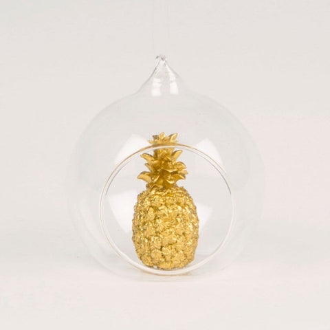 Slightly Imperfect Golden Pineapple Christmas Bauble