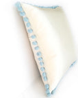 Ivory Silk & Blue Pom Pom Bobble Trim Cushion - Various Sizes - MADE TO ORDER