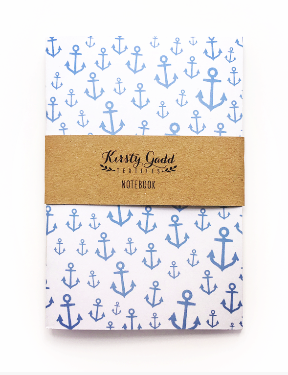 Kirsty Gadd Textiles Blue Anchor Printed Notebook 