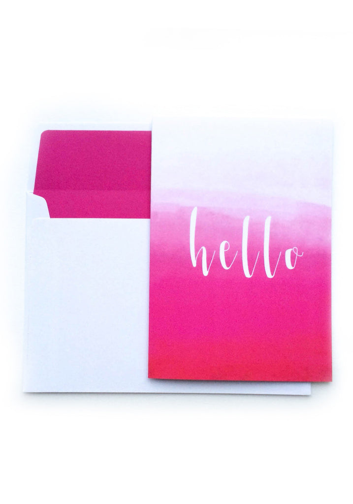 Hello Card - Pink Ombre