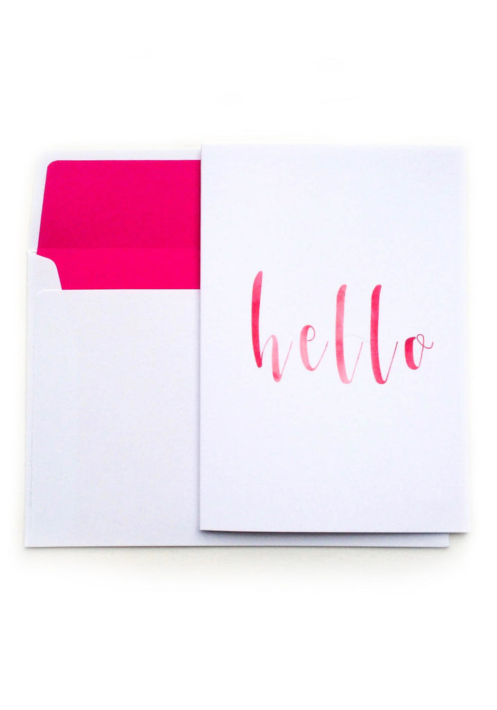 Hello Card - Pink Watercolour