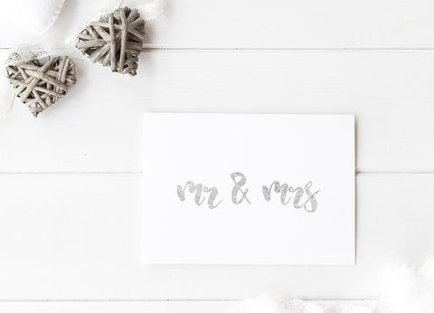 Mr & Mrs Wedding Card - Handprinted Foil