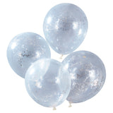 CLEARANCE: Silver Star Glitter Filled Balloons -5 Pack