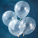 Silver Star Glitter Filled Balloons -5 Pack