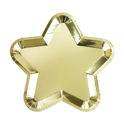 CLEARANCE: Gold Foiled Paper Star Plate - 12 Pack