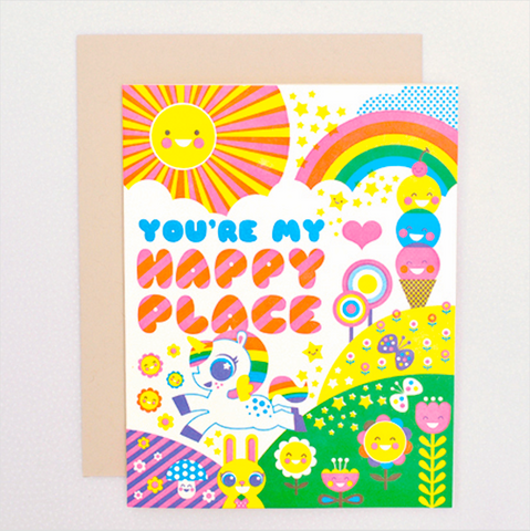 You're My Happy Place Letterpress Card