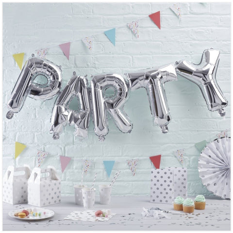 Silver PARTY Balloon Bunting