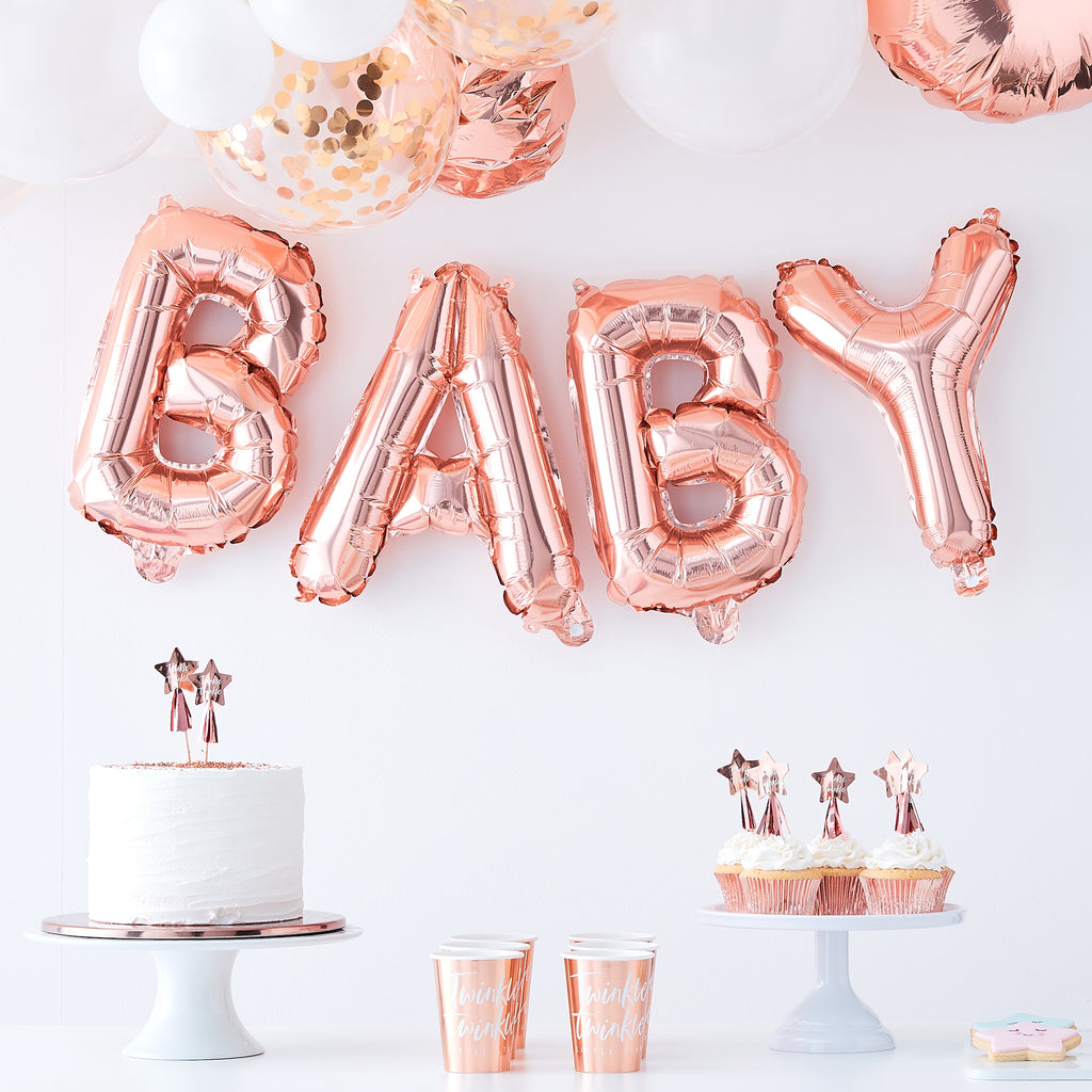 NEW! Rose Gold Foiled 'BABY' Balloon Bunting