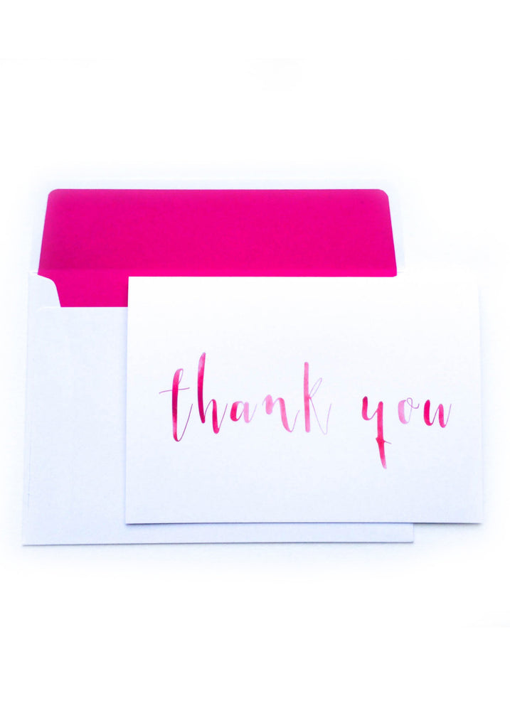 Hot Pink Watercolour thank you card