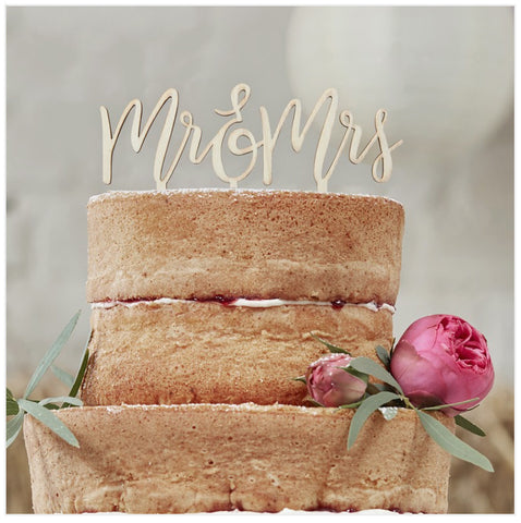 Wooden Mr & Mrs Cake Topper - Boho