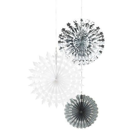 Fan Snowflake Hanging Decorations - 3 pack