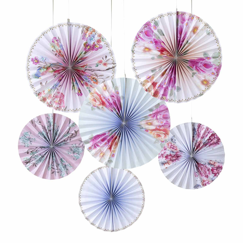 NEW IN! Floral Romantic Pinwheel Decorations - 6 Pack