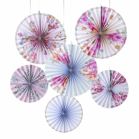 Floral Romantic Pinwheel Decorations - 6 Pack