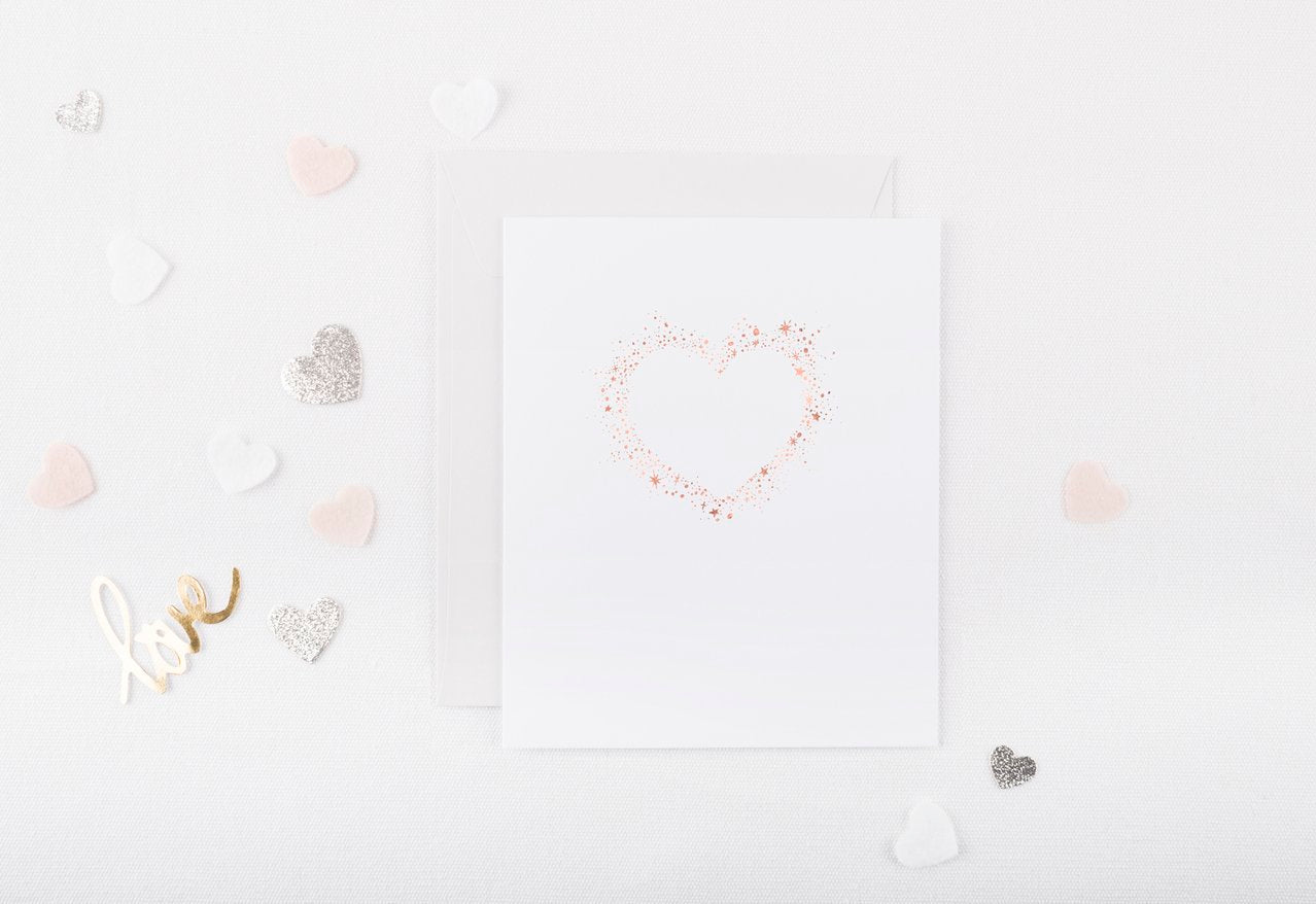 Handprinted Foiled Love Card - Valentines Weddings